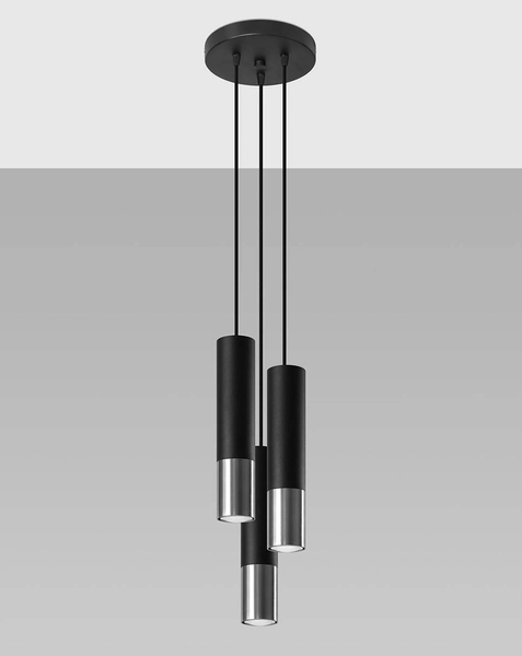 Modernistyczna LAMPA wisząca SL.0943 metalowa OPRAWA loftowy ZWIS tuby kaskada czarna chrom