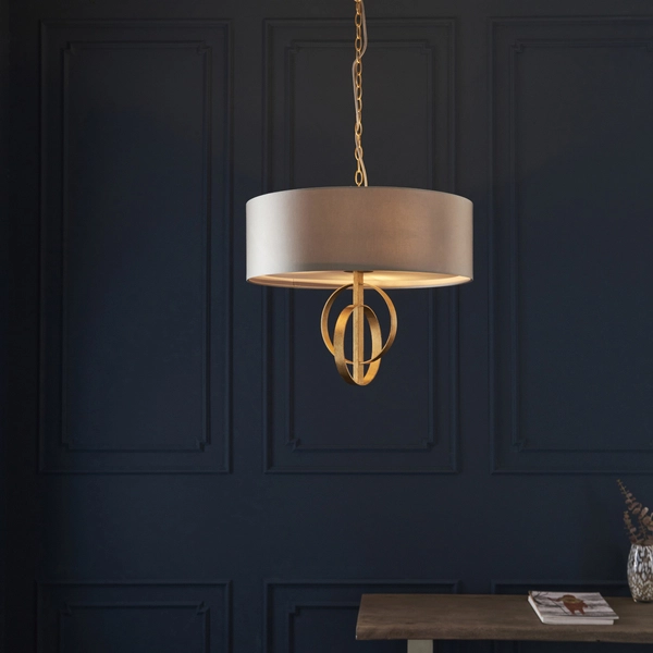 Salonowa lampa wisząca L&-195212 Light& okrągły abażur antyczne złoto