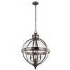 LAMPA wisząca FE-ADAMS-4P-ANL Elstead FEISS metalowa OPRAWA rustykalna ZWIS kula ball na łańcuchu nikiel przezroczysta