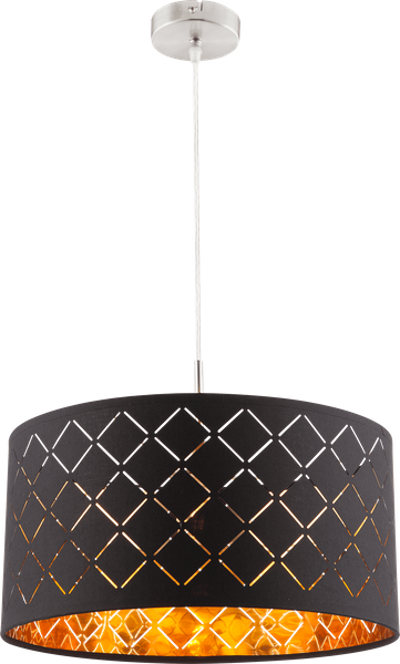 Wisząca lampa Clarke 15229H okrągła ażurowa czarna złota