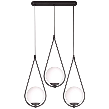 Łezka LAMPA wisząca K-4772 Kaja szklana OPRAWA kule ball na listwie ZWIS modernistyczny czarny biały