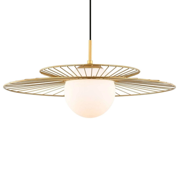 LAMPA wisząca SARAH MDM-4000/1 GD Italux druciana OPRAWA szklana kula ball ZWIS loft kapelusz złoty biały