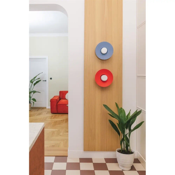 Lampa na ścianę Caponio CPWA19000 okrągły kapelusz do salonu niebieski