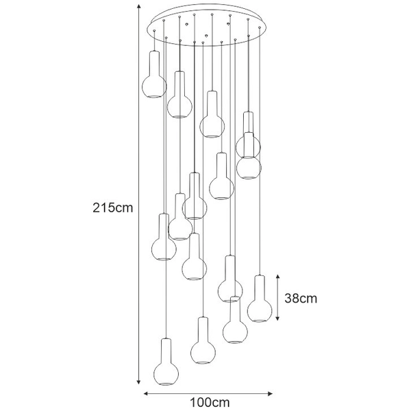 Druciana LAMPA wisząca KP-15 Kaja industrialna OPRAWA metalowe klatki ZWIS kaskada czarna złota