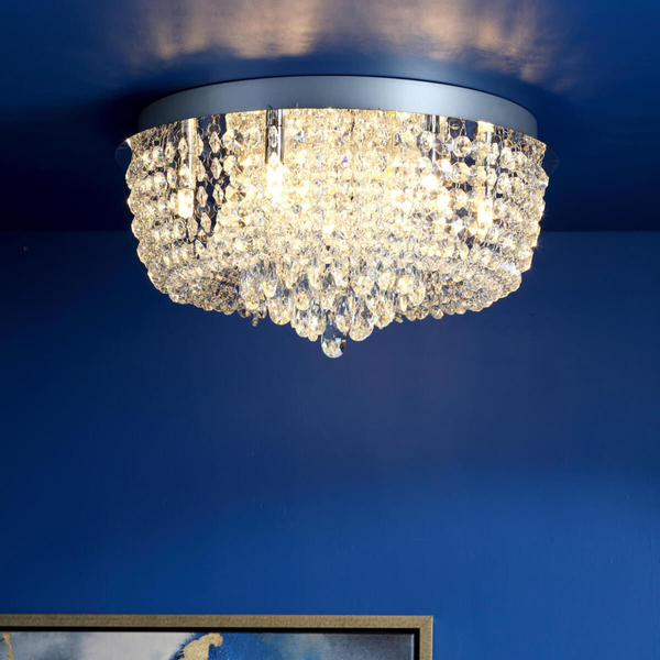 Kryształowa lampa sufitowa do salonu Eitan EIT5008 chrom przezroczysty
