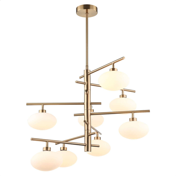 LAMPA sufitowa FIORENZO MDM3661-8 BRO+W Italux metalowa OPRAWA szklana kulista sticks cumulus mosiądz biała
