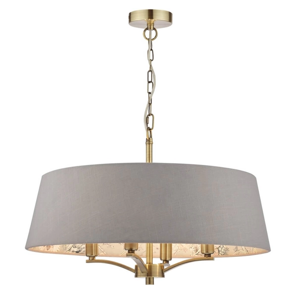 Regulowana lampa wisząca Birch BIR0429-EH Dar Lighting owalna motyw roślinny mosiężny