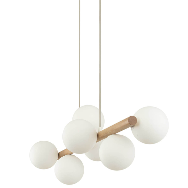 Lampa wisząca na listwie Estera 5905 bańki kule beżowa biała