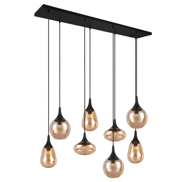 Kaskadowa lampa wisząca na listwie VESTARI DL813317000 czarna bursztynowa
