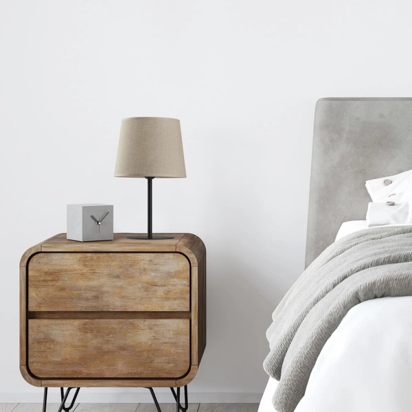 Lampka nocna z tkaninowym abażurem Chicago 5150 TK Lighting szara beżowa