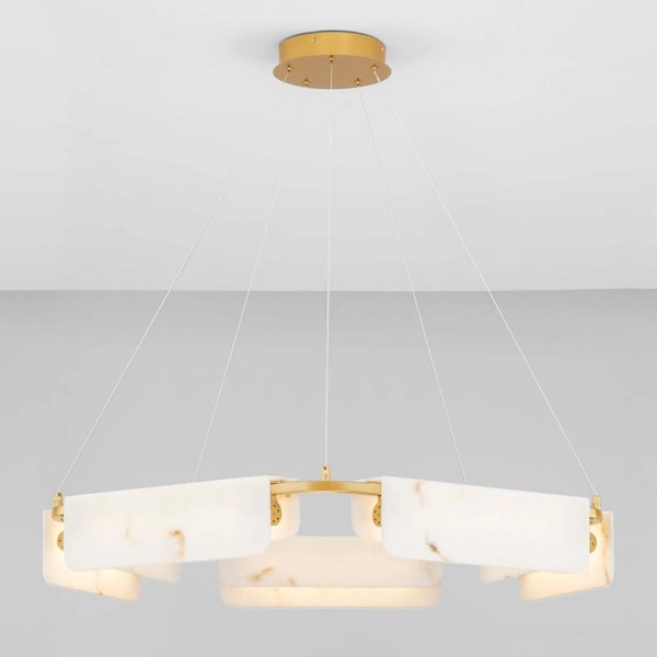 Wisząca lampa do salonu MAIRANA LE44617 LED 45W 3000K marmurowa biała złota