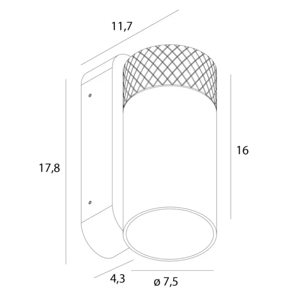Kinkiet ścienny tuba FUSION W0412 LED 7W 3000K szklany czarny