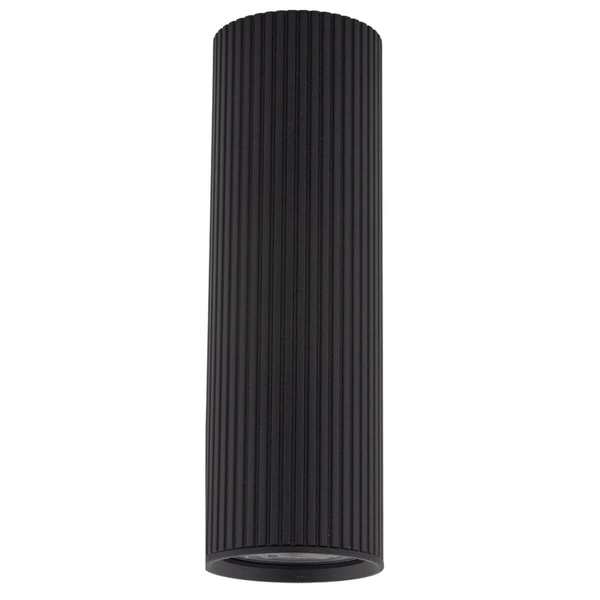 Podłużna lampa nasufitowa Tune 10024 prążkowana do holu czarna