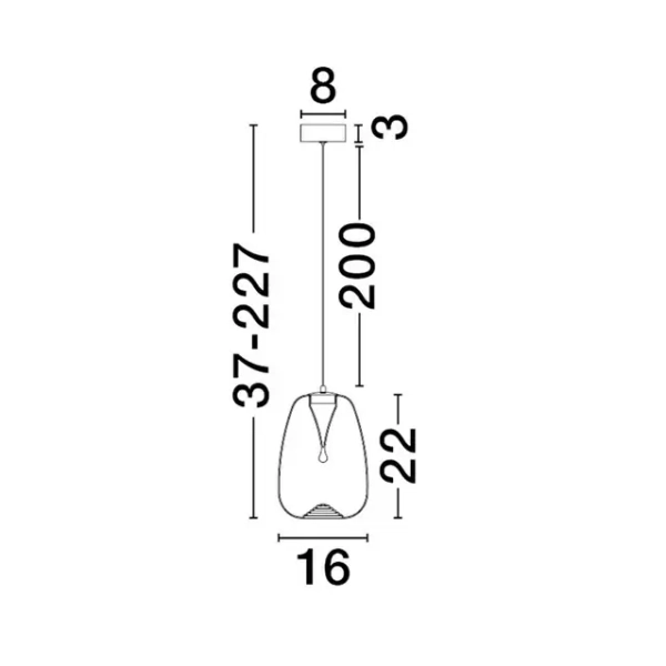 Lampa wisząca szklana JAREVIA LE45124 LED 3W 3000K nad wyspę niebieska