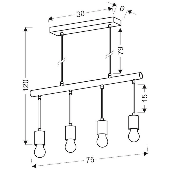 Wisząca lampa skandynawska IZZY 34-77929 belka metalowy drewniany czarny