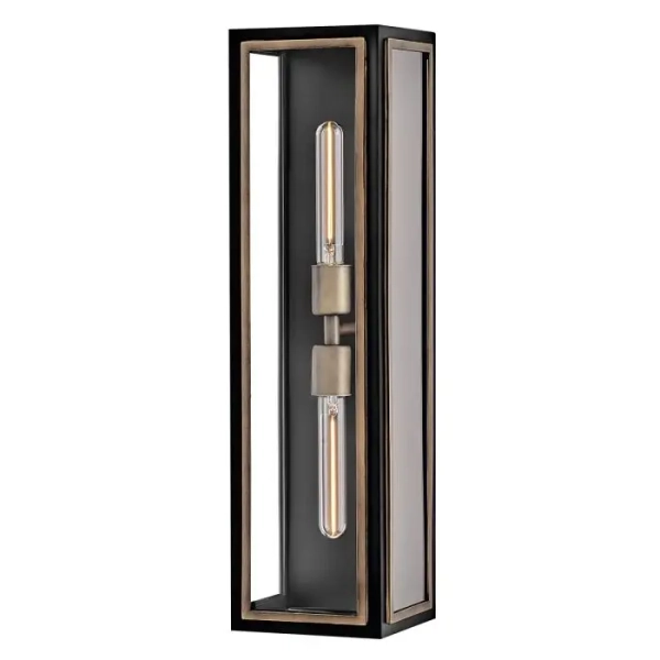 Ogrodowa lampa ścienna Shaw QN-SHAW-2M-BK prostokąt IP44 czarny brąz