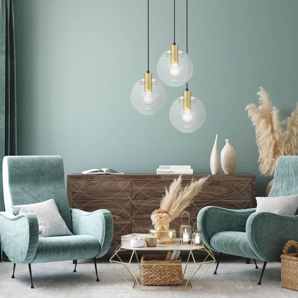 LAMPA wisząca PUERTO LP-004/1P L GD Light Prestige skandynawska OPRAWA szklana kula zwis przezroczysty złoty