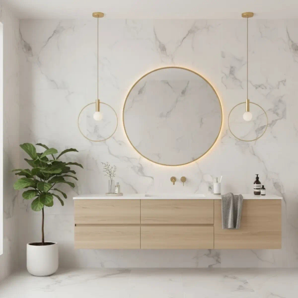Wisząca lampa ring BELLA DP0001A-250R nad stół do jadalni złota