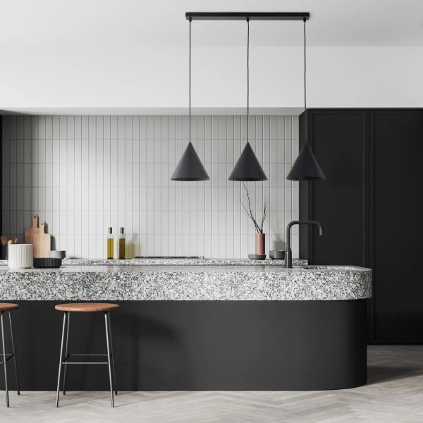 Lampa wisząca potrójna CONO 10060 do salonu trójkątna czarny