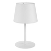 Stolikowa lampa abażurowa Maja 2935 TK Lighting z tkaniny metalowa biała