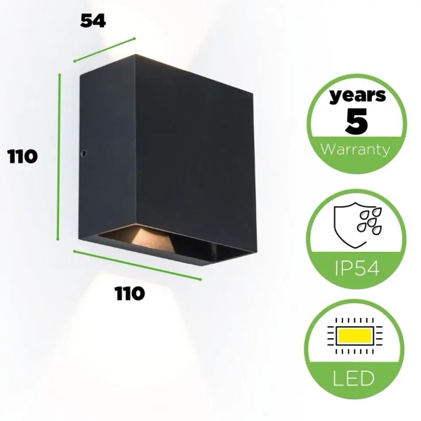 Kinkiet LAMPA ścienna GEMINI BEAMS 5104003012 Lutec kwadratowa OPRAWA elewacyjna LED 10W 3000K metalowa IP54 czarna