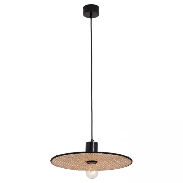 Naturalna wisząca lampa 22173 okrągła bambus rattan czarny beżowy