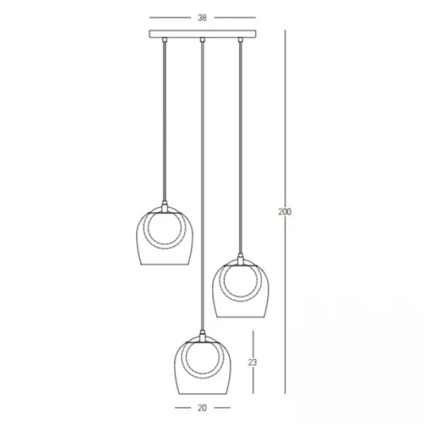Potrójna lampa wisząca 23081 LED 18W 3000K do jadalni czarny bursztynowy
