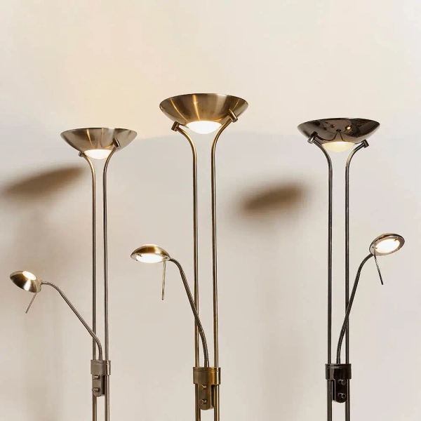 Stojąca lampa do sypialni Rome ROME-BC metalowa czarna chrom