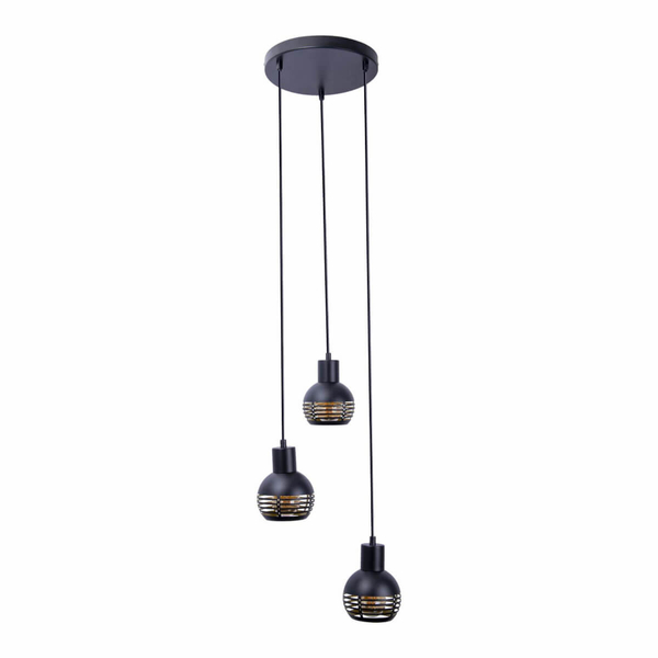 Metalowa lampa zwieszana CASCO 7092622 Nave potrójna nad stół czarny