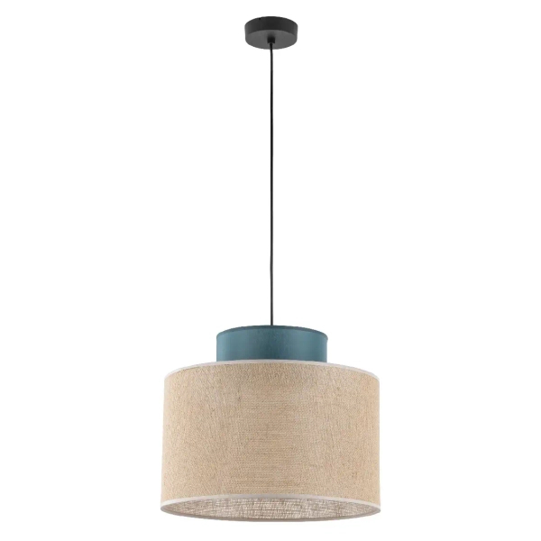 Ekologiczna zwisająca lampa Duo 3256 tuba z naturalnej juty zielony