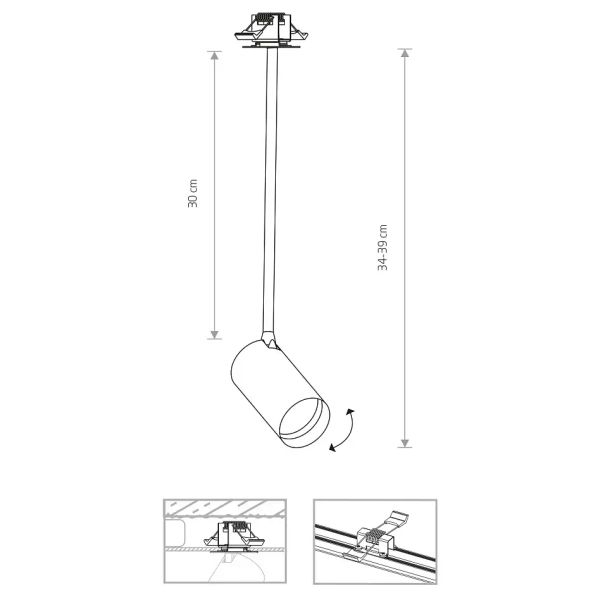 Ruchoma lampa sufitowa tuba MONO 7742 do kuchni mosiądz