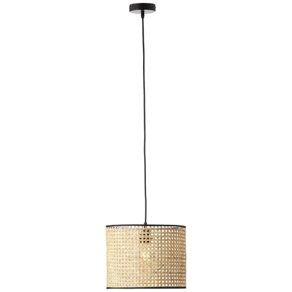 Wisząca lampa ratanowa Wiley 99090/09 nad wyspę czarna beżowa
