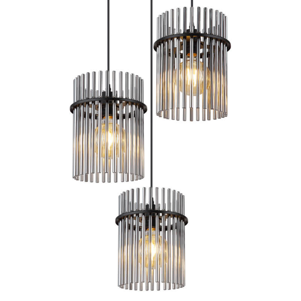 Lampa wisząca ze szkła GORLEY 15698-3HR loftowa czarna przydymiona