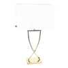 Gabinetowa lampa stołowa Omega metalowa biała złota stojąca