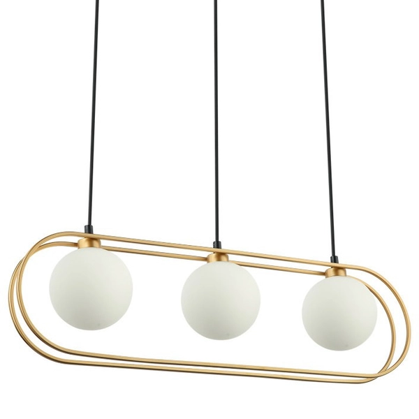 Modernistyczna LAMPA wisząca GROSETTA PND-53423-3-GD Italux owalny zwis do sypialni złoty biały