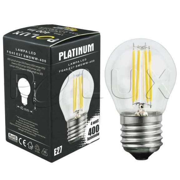 Żarówka dekoracyjna SANICO 305817 Polux E27 G45 4,5W 400 lm 230V kulka industrialna biała ciepła
