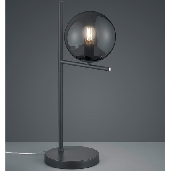 Modernistyczna LAMPA stołowa NYXIS DL142502000 Trio szklana LAMPKA stojąca kula grafitowa przydymiona