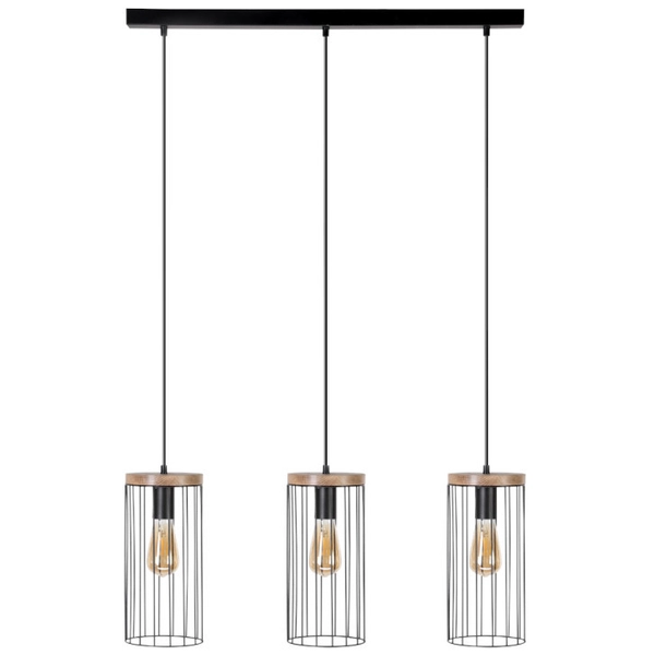 Lampa wisząca TIMEO 195109357 druciana zwis metalowy drewno czarny