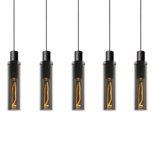 Szklana lampa wisząca ORLANDO 74404/05/65 Lucide przydymiony czarny