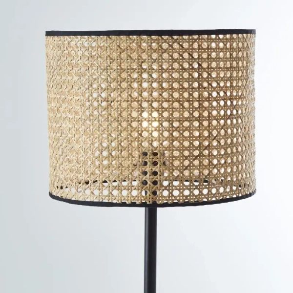 Podłogowa lampa do salonu Wiley 99091/09 ratanowa czarna beżowa