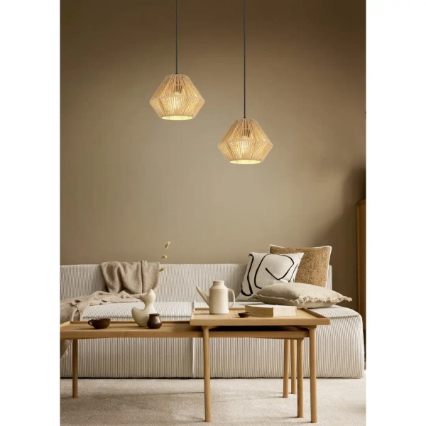 Lampa wisząca ekologiczna LUCILLE R36111026 do salonu czarny brązowy