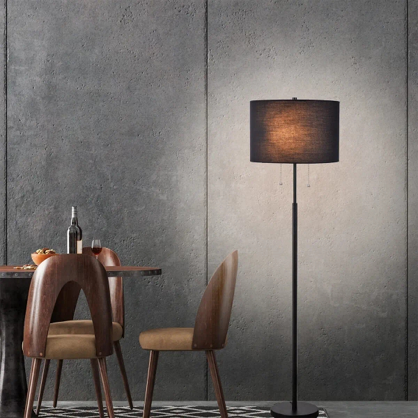 Lampa podłogowa Fogo LP-0304/2F BK Light Prestige tuba do sypialni czarna