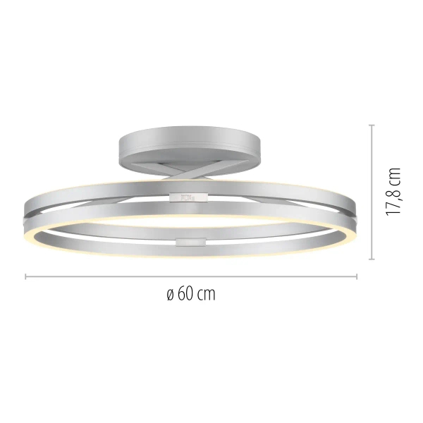 Sufitowa lampa na pilot PURE E-LOOP srebrna 6552-95 1xLED 20W 2700-5000K zmienna barwa