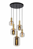 Wisząca LAMPA loftowa JOANET 45494/15/65 Lucide szklana OPRAWA kulisty ZWIS kaskada industrialna przydymiona