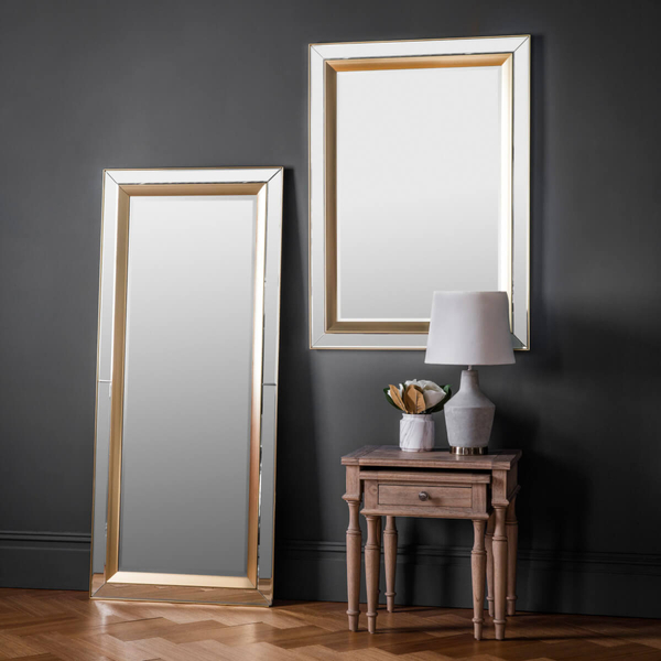 Prostokątne lustro do salonu Phantom 5055999228572 złote