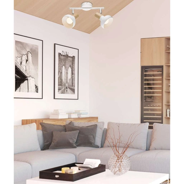 Plafon LAMPA sufitowa PUERTO 92-62659 Candellux regulowana OPRAWA metalowe reflektorki drewno białe