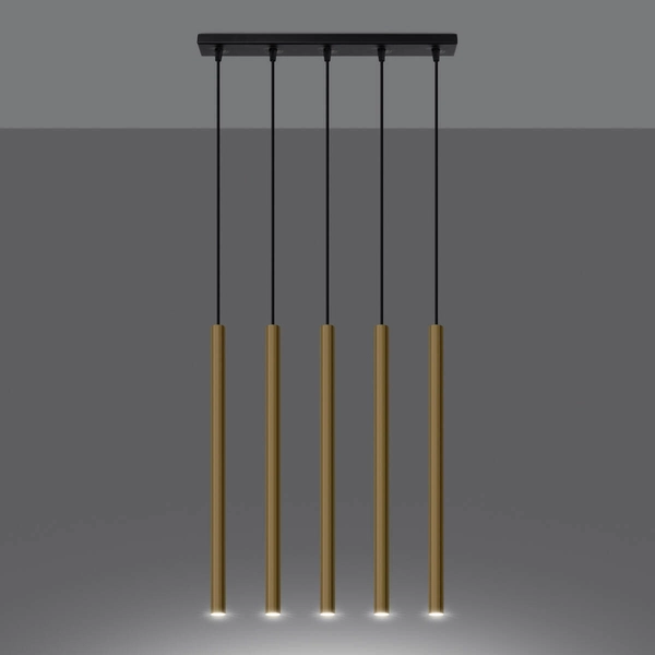 Wisząca lampa na belce Pastelo SL.1198 sople czarna złota