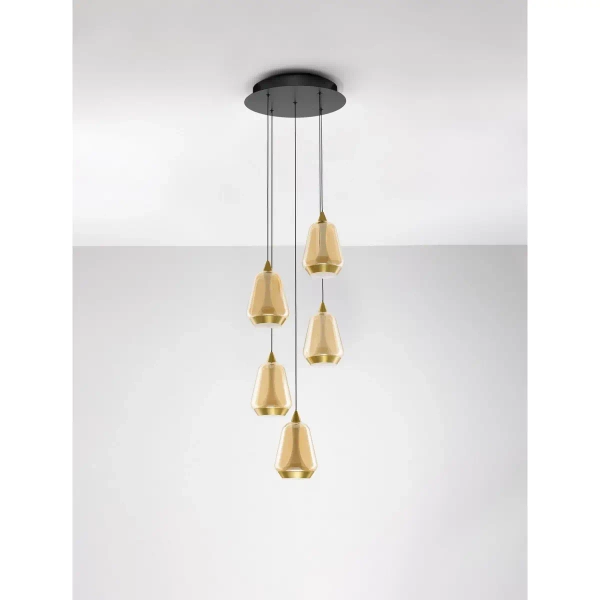 Ledowy nowoczesny żyrandol RORIZNO LE45114 LED 40W 3000K czarno złota