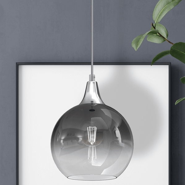 Wisząca lampa kulista Monte MLP8320 przydymiona srebrna