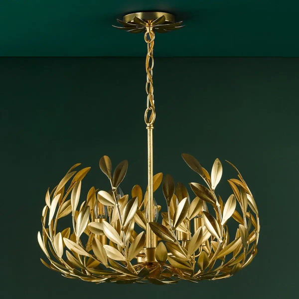 Łańcuchowa lampa wisząca Ercilia ERC0535 liście gałęzie złote